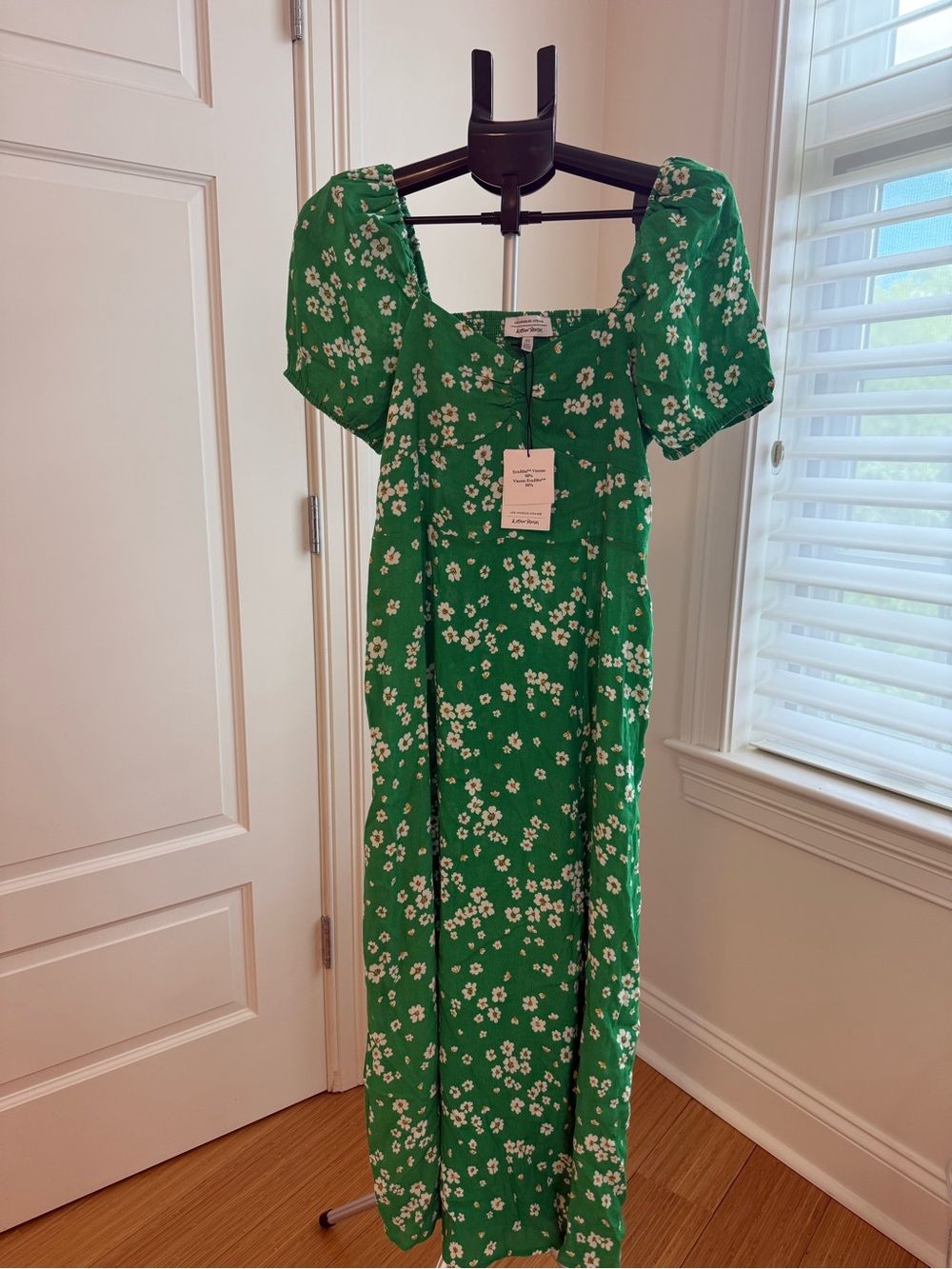 & Other Stories Green Floral Puff-Sleeve Maxi Dress